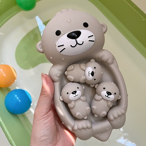 Baby bath toy set - rubber, otter