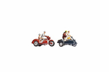 NOCH Motorcycle Riders, Miniature Figures Set N Gauge, Handkoloriert for Model
