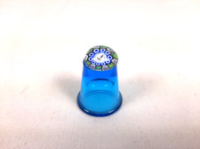 Caithness blue Glass Thimble with Blue Millefiori & anchor design