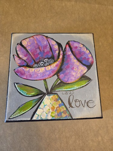 Floral oil canvas painting - on,