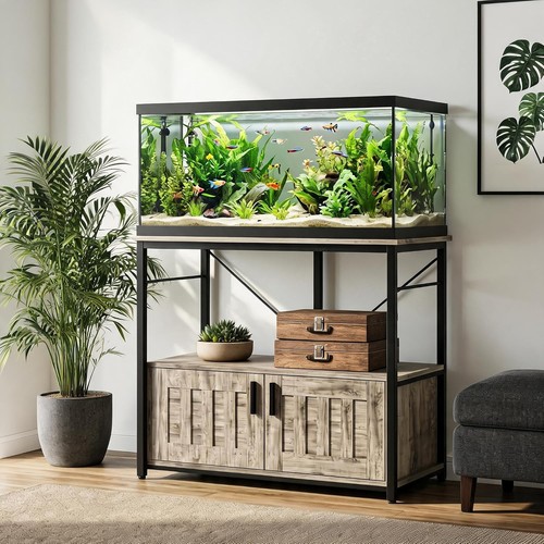 Gallon fish tank - fish, stand