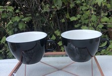 Acme Porcelain Set of 2 Cappuccino Mugs Barista Style White/black, In Exc. Cond.