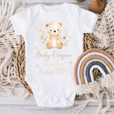 Baby Announcement Personalised Baby Grow Vest, Baby Surname Coming Soon Baby.