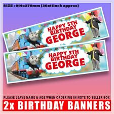 Personalised THOMAS THE TANK ENGINE Birthday Banner x2 Any Name Any Age 36x11"