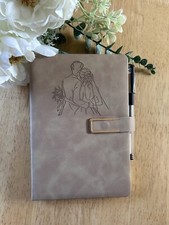 Laser engraved personalised A5 notebook and pen