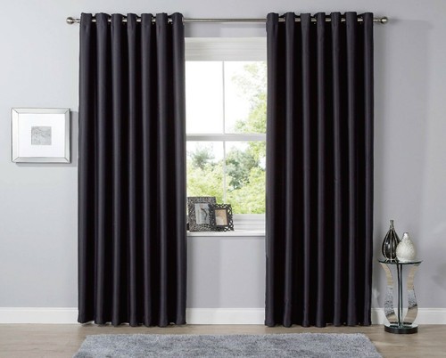 Blackout eyelet curtains black - blackout,