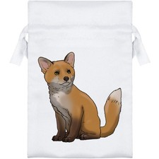 'Fox Cub' Satin Drawstring Bag/Pouch (SB037658)