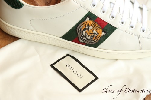 Gucci ace white leather tiger - leather,