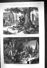 Original Old Antique Print