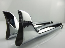 2x Motorcycle Fish Tail Fin Silencer Exhaust 24" LONG Custom Cruiser Chopper