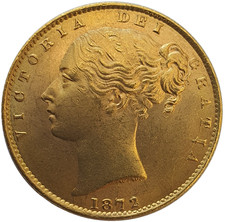 1872 Queen Victoria Shield Reverse Sovereign - No Die