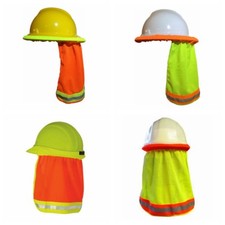 Sun Shade Safety Neck Shield Helmets HI VIS Reflective Stripe YL/OR Hard Hat