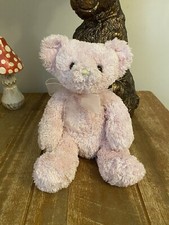 Metro Pink Teddy Bear Soft Toy 10.5” Pink Bow Beanie Bottom Rare