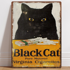 Black Cat Cigarettes Vintage Advert Aluminium Metal Sign Wall Art Poster Gift