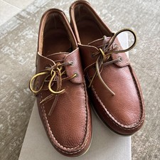 Barbour BOAT SHOES Capstan Tan Brown Leather 2 Eye Lace Up Boat Shoes UK10  