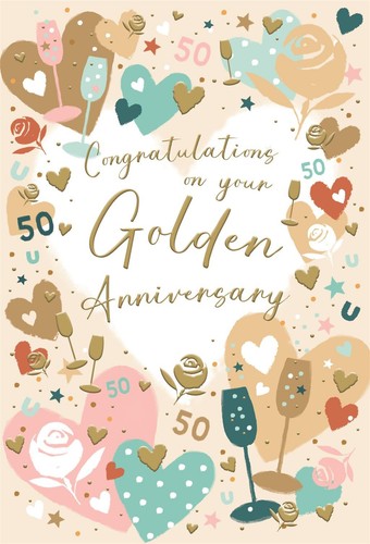 Golden wedding anniversary - golden,