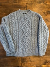 Drakes Light Blue Aran Knit