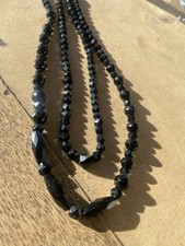 Antique Victorian Whitby Jet Beads -Mourning Necklace