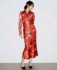 ZARA Printed Satin Midi Dress