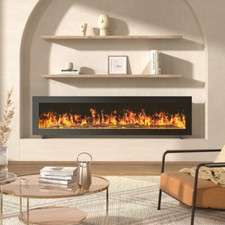 LED Fireplace Media Wall Fire Wall Mounted / Standing Electric Heater 40-100in