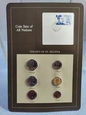 COLONY OF ST. HELENA COIN SETS OF ALL NATIONS ( 6 UNCIRCULATED COINS & STAMP )