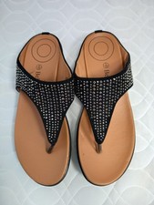 ❤️ Bellissimo Black Toe Post Sandals Silver Stud Detail Size 5 Bnwot