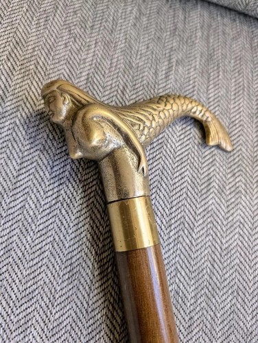 Vintage brass handle mermaid - vintage,