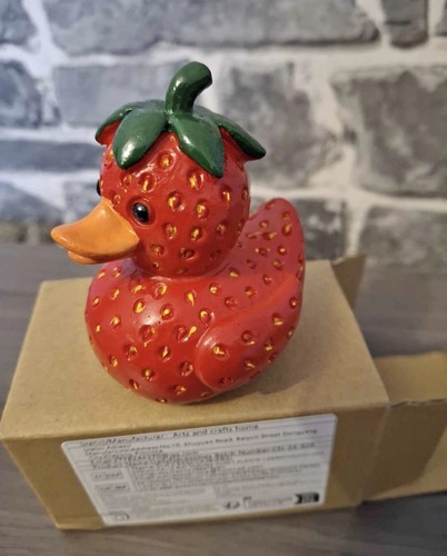 Resin strawberry duck - resin, ornament