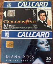 2 x Irish Phonecards 10 & 20 Units James Bond Golden Eye / Diana Ross