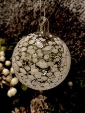 Gisela Graham Snow Covered Chunky Clear Glass Christmas Bauble
