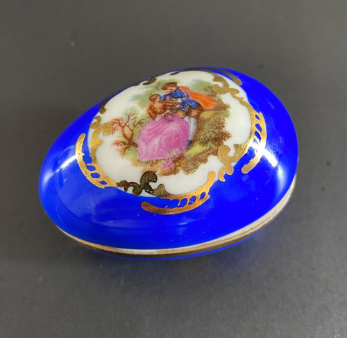 Limoges porcelain egg trinket - porcelain,