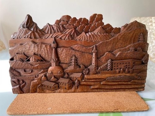 Carved wooden wall panel - carved,