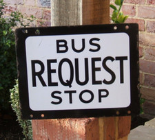 Bus Stop Enamel Sign - Original Rare Double Sided - Request Stop - Transport vgc
