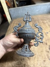 Antique Old Round Oak Parlor Wood Stove Ornate Topper Finial Urn Cast Iron Parts