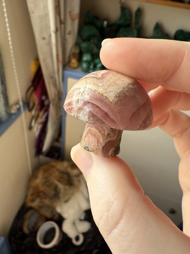 Rhodochrosite mushroom crystal - rhodochrosite,