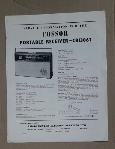 Cossor model cr1306t portable - model,