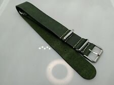 New Zuludiver 20mm Vintage Green Genuine Leather Military Watch Strap 6A317
