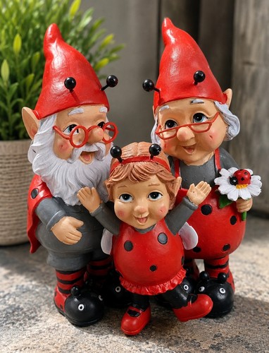 Ladybird gnome family garden - ladybird,