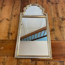 Vintage Georgian Style Wall Mirror Gold Cream Painted Wood Frame Gesso Detailing