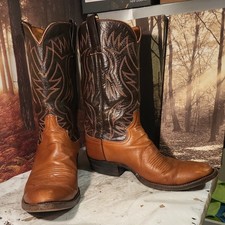 Cowtown Mens Brown Leather Cowboy Boots Size UK 9