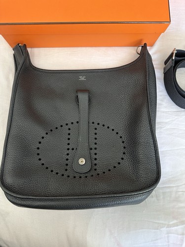 Hermès black pebbled leather - pebbled,