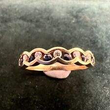 Channel set Sapphire & Diamond 9ct Yellow Gold Half Eternity ring size O
