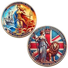 1oz Britannia Rules The Waves Copper Round Coin 999 Colour British Reform GB UK