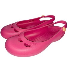 Womens Ladies Crocs Slingback Ballet Jayna Slip On Pink Sandals - UK 3 - VGC