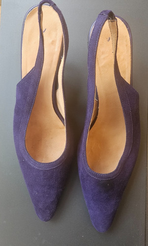 Suede leather slingback kitten - suede,