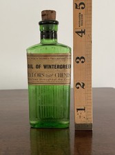 Antique Chemist Bottle Green Ribbed Bottle Wintergreen Taylor’s Chemist Bottle