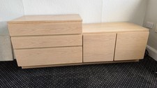 Tapley 33 Low Chest of Drawers & Low Cupboard with Shelf in Light Oak Veneer