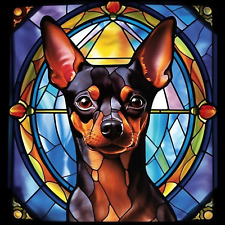 Miniature Pinscher Faux stained glass window metal plaque, Pinscher sign