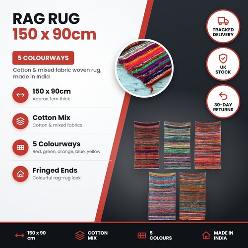 Rag rug 150x90cm - rag, mix