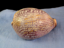 OUR FATHER PRAYER CHURCH PILGRIM SOUVENIR ANTIQUE SEASHELL COWRIE SHELL CARVING